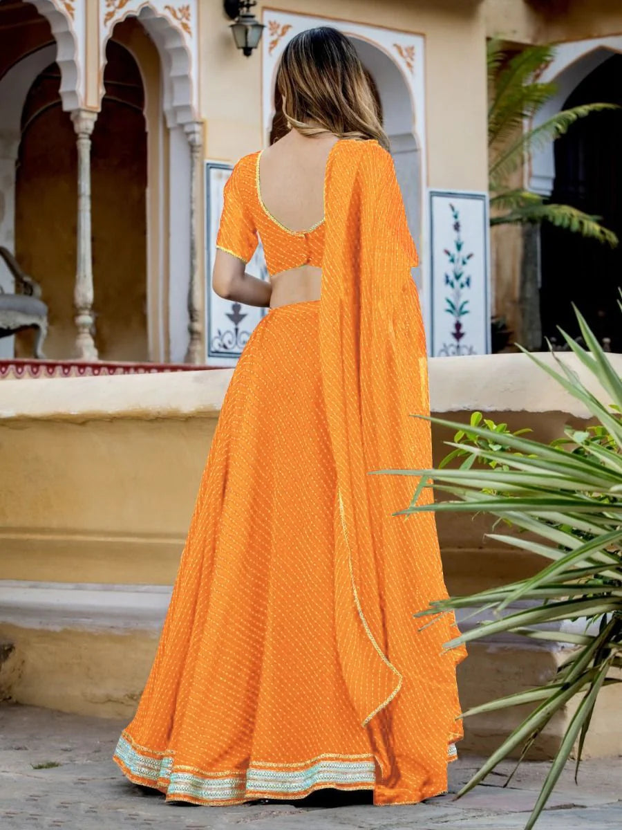 Orange Georgette Leheriya Navratri Garba Chaniya Choli