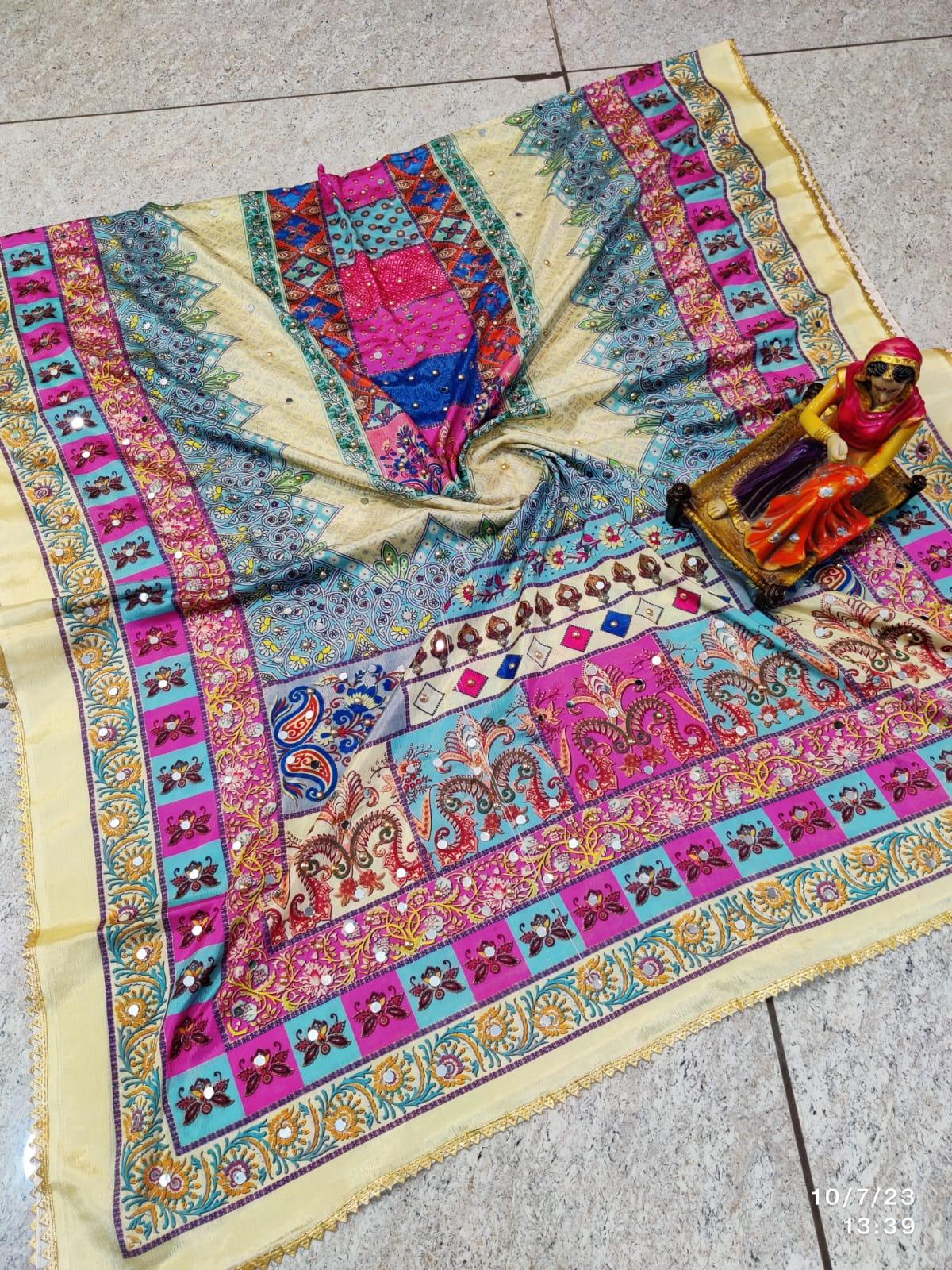 Pakistani Mirror Work Digital Print Dupatta - Inayakhan Shop 