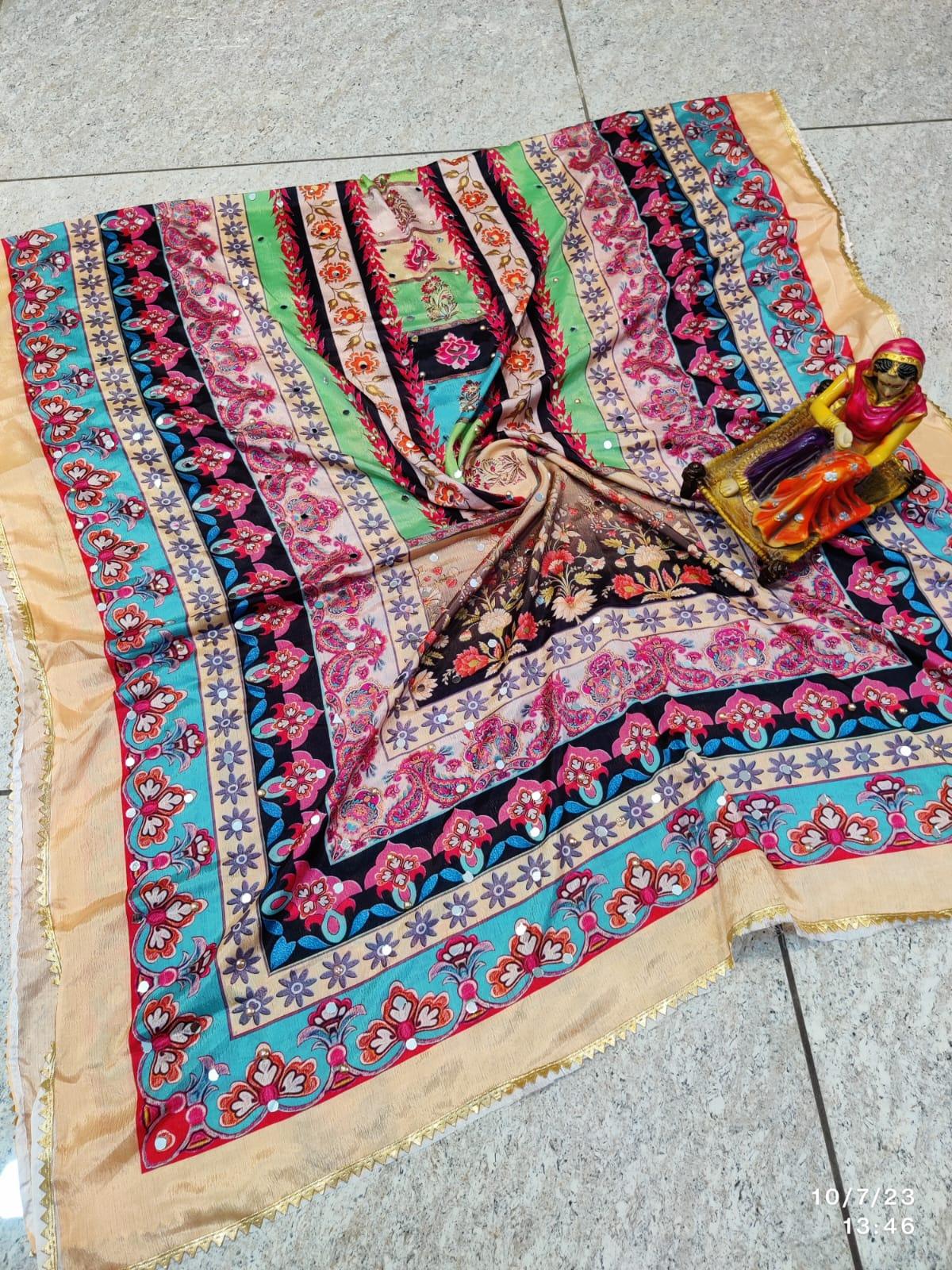 Pakistani Mirror Work Digital Print Dupatta - Inayakhan Shop 