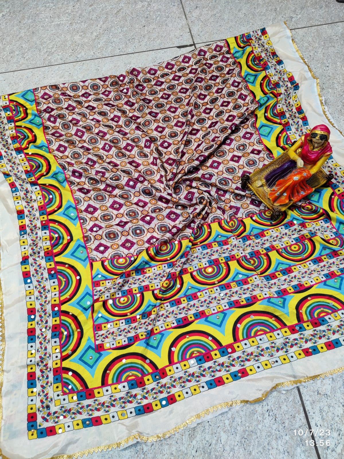 Pakistani Mirror Work Digital Print Dupatta - Inayakhan Shop 