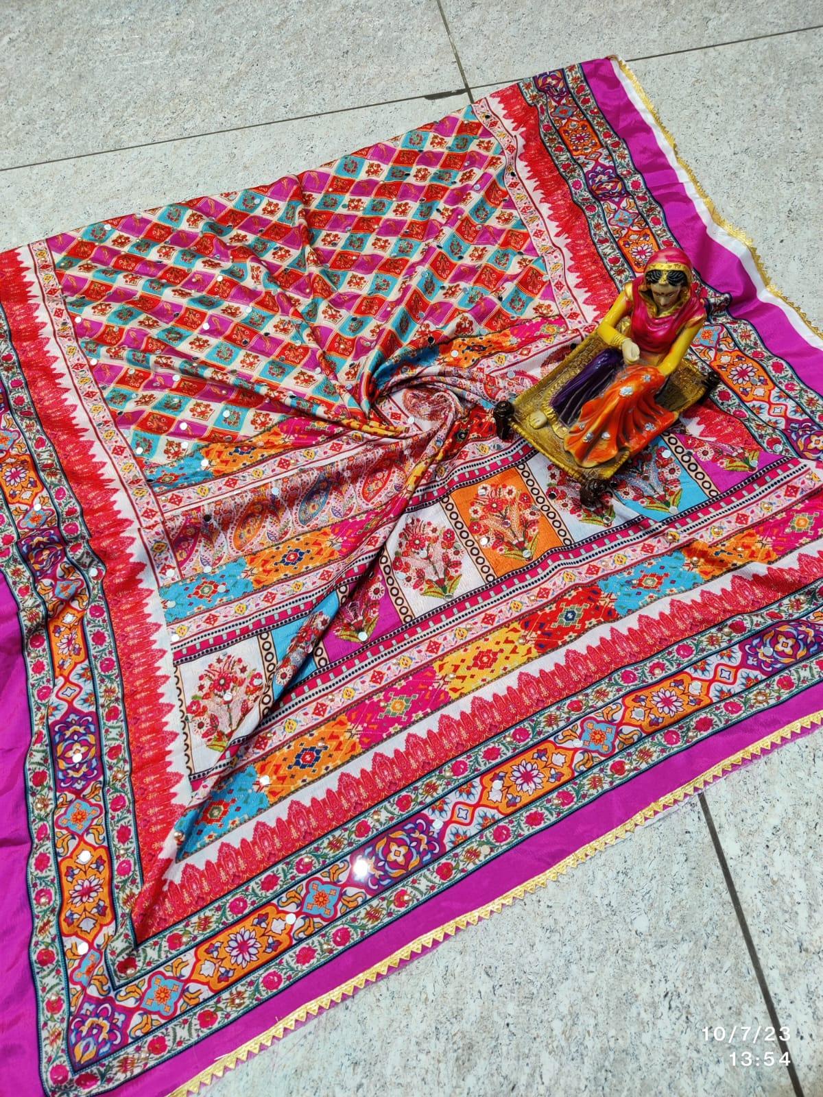 Pakistani Mirror Work Digital Print Dupatta - Inayakhan Shop 