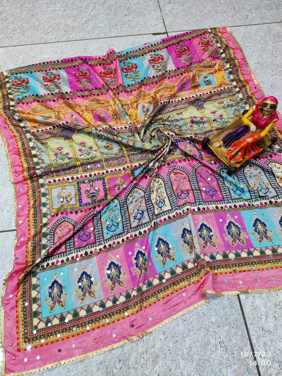 Pakistani Mirror Work Digital Print Dupatta - Inayakhan Shop 