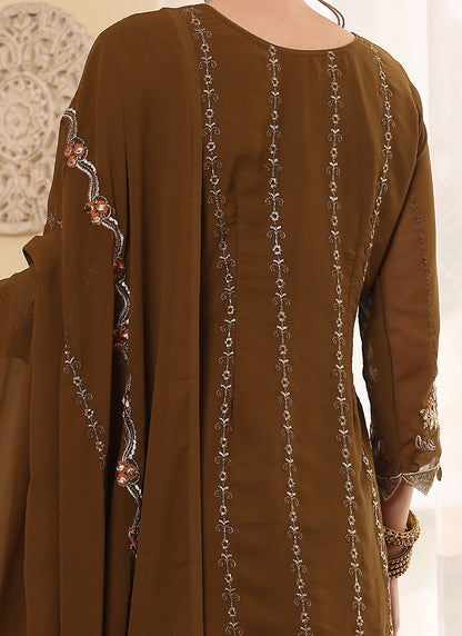 Brown Pakistani Salwar Suit with Embroidery & Stone Work