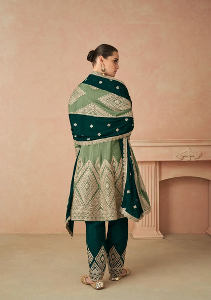 Green Designer Salwar Kameez with Dupatta