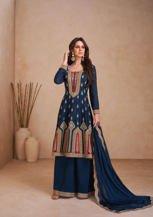 Deep Blue Designer Salwar Kameez with Dupatta