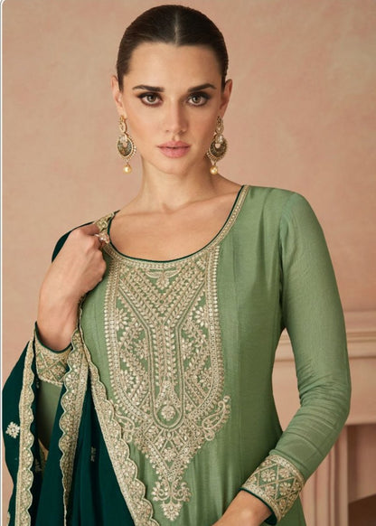 Green Designer Salwar Kameez with Dupatta