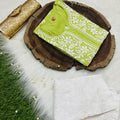 Parrot Green Chanderi Silk Lucknow Chikankari Kurti Set