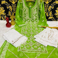 Parrot Green Graceful Lucknawi Georgette Chikankari GotaPatti Ensemble (Inner Included)