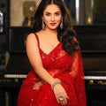 🌹 Passionate Red Sequins Embroidery Net Saree Set 🌹