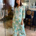 Pastel Blue Classy Blossoming Floral Delight: Chikankari Kurta and Palazzo Set
