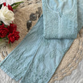 Pastel Green Designer Lucknow Chikankari Collection Cotton Kurti & Pant Set