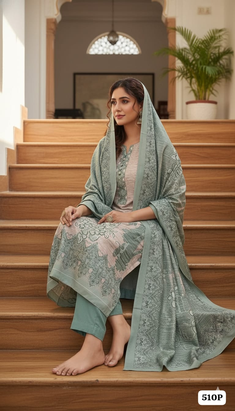 Premium Kashmiri Work Pashmina Silk Suits in 2 Colors (New)