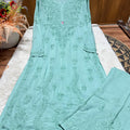 Pastel Green Plus Size Lucknow Chikankari Modal Kurti with Palazzo Set