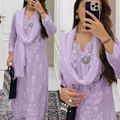 Pastel Lavendar Ethereal Dyeable Modal Chikankari Kurta Set (Latest)