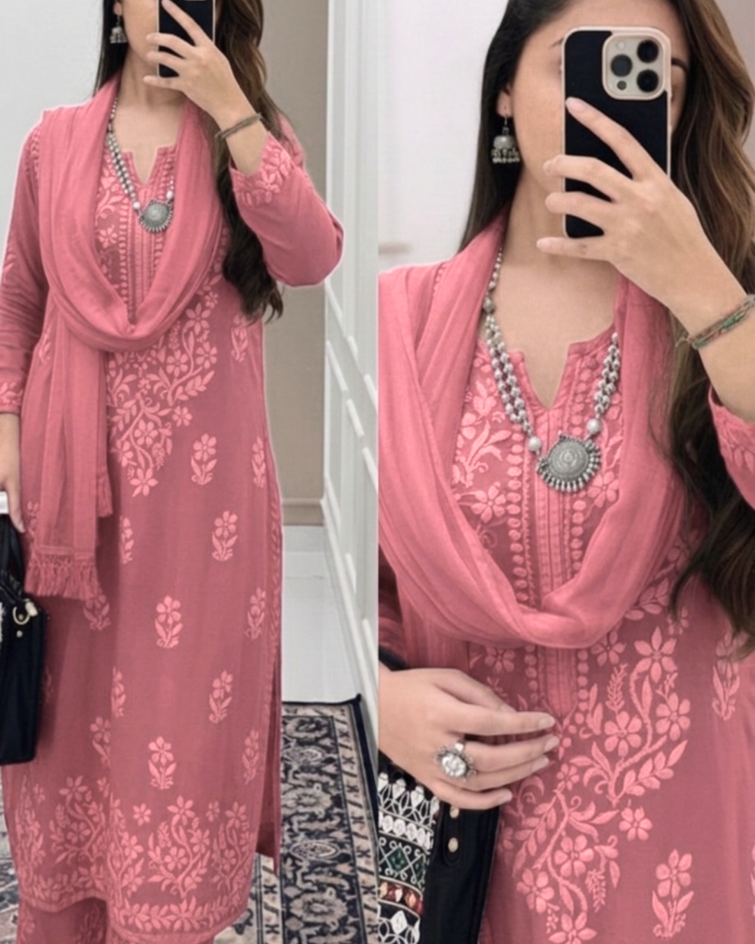 Pastel Red Ethereal Dyeable Modal Chikankari Kurta Set (Latest)