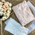 Peach 2-Step Chikankari Gown and Pant Set