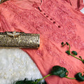 Peach Chanderi Charm: Dyeable Kalidaar Kurti with Lycra Chikankari Pant