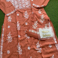 Peach Chikankari Designer Premium Modal Angrakha Kurti Plazo Set