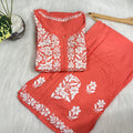 Peach  🌟 Chikankari Rayon Palazzo Set ✨