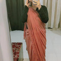 Peach Elegant Chikankari Georgette Saree with Black Blouse Perfect for Bridesmaids