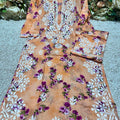 Peach Enchanting Floral Elegance MulMul Set with Heavy Side Border Work