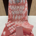 Peach Groovy Reflections Tie Dye 3-Piece Chikankari Mirror Set with Inner Delight