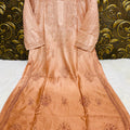 Peach Lucknowi Chikankari Beautiful Premium Chanderi Resham Work Kurti