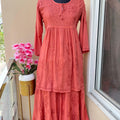 Peach Premium Modal Silk Chikankari Kurti and Gharara Set Limited Stock