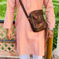 Peach Regal Essence Men's Embroidered Kurta Set