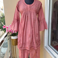 Peach Vibrant Dyeable Mul Mul Cotton Kurti & Afgani Pant Cord Set (Premium Quality)