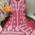 Peach Lucknowi Chikankari Premium Heavy Designer Modal Palazzo Set