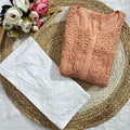 Peach Chinon Nyra Style 3D handwork Lucknow Chikankari Kurti Set