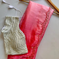 Pink Exclusive Elegant Silk Saree & Pearl work Blouse Set – Perfect for Special Occasions