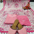 Phulkari Suit With Handmade Mirror Work Dupatta-Baby Pink