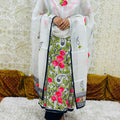 Green Pink Kota Doria Phulkari Work Cotton Suit with Tafeta Pants and Kota Doria Dupatta