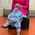 Pink & Blue Elegant Phulkari Patiala Salwar & Chikankari Kameez Set