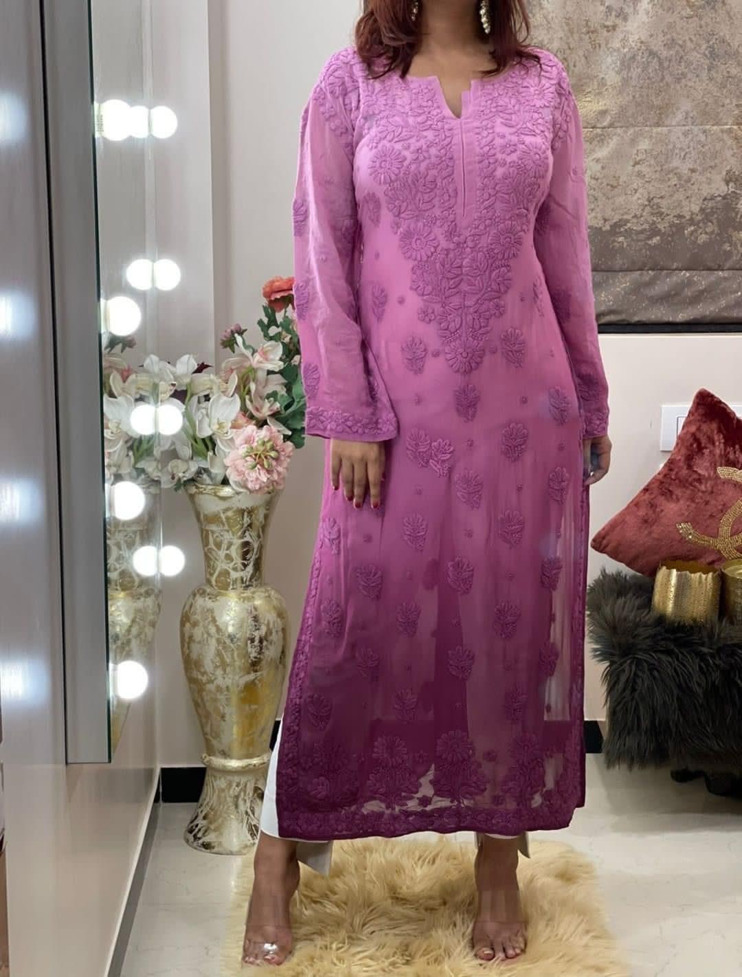 Pink Breezy Bliss Dyed Viscose Long Kurti - Inayakhan Shop 