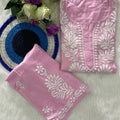 Pink Chic Chikankari Rayon Kurti and Palazzo Set