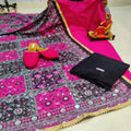 Pink Chikankari Kurta and Black Pallazo With Jutti and Beautiful Multicolor Pakistani Mirror Dupatta