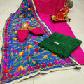 Pink Cotton Phulkari Suit with Beautiful Chikan & Sequins Embroidery Work Shopping Online
