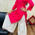Pink Cutwork Embroidered Kurti with Full Chikan Ghaara Set