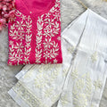 Pink Divine Comfort: Pure Cotton Kurti and Pant Set