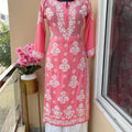Pink Elegance Enchant Premium Modal Kurti + Rayon Pallazo Set