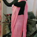 Pink Elegant Chikankari Georgette Saree with Black Blouse Perfect for Bridesmaids