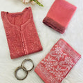 Pink Exclusive Dobby Cotton 3-Piece Salwar Suit Set