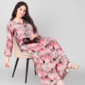 Pink Floral Printed Lucknow Chikankari Pallazo Set