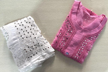 Pink Georgette Mirror Kurti Sharara Set Latest Online - Inayakhan Shop 