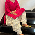 Pink Golden Sequence Chikan Patiala Ensemble