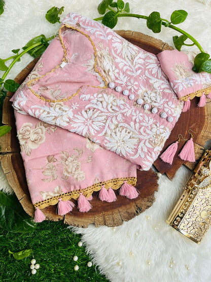 Pink Inayakhan Sufi Designer Kurta with Quraishiya Button and Matching Earrings - Inayakhan Shop 