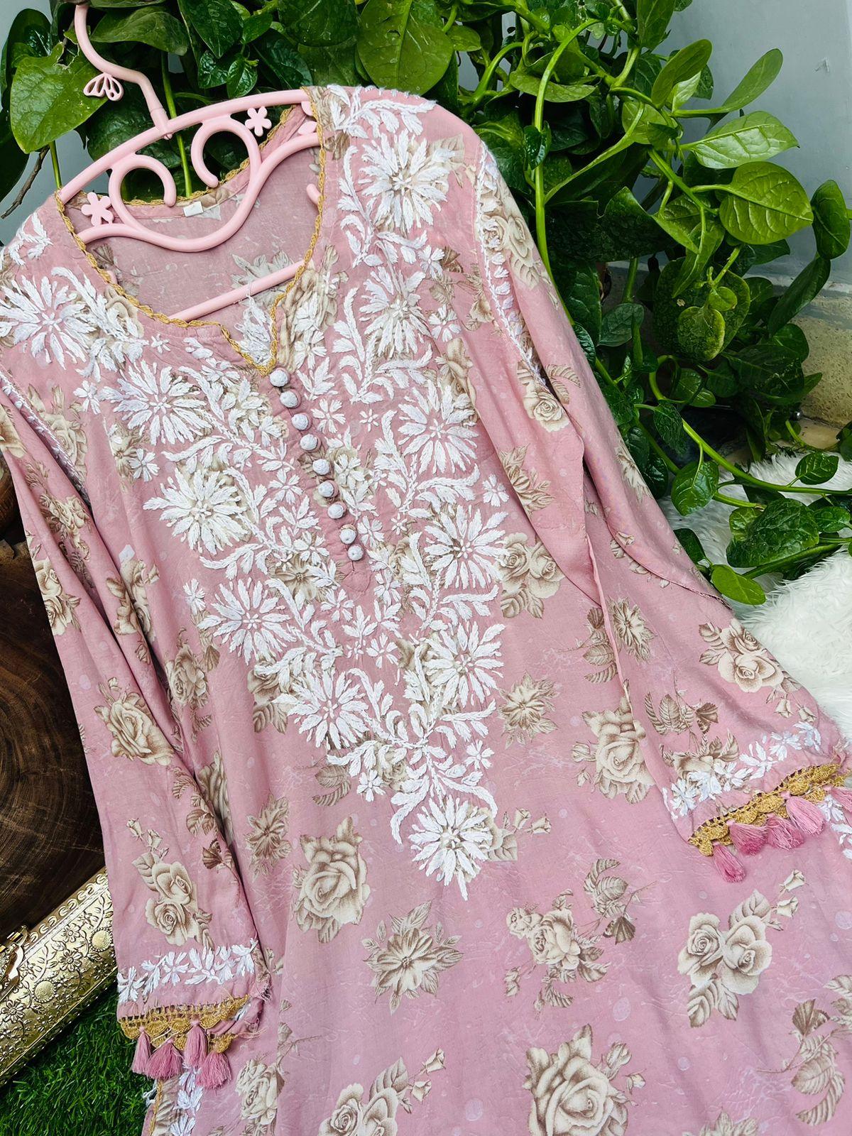 Pink Inayakhan Sufi Designer Kurta with Quraishiya Button and Matching Earrings - Inayakhan Shop 